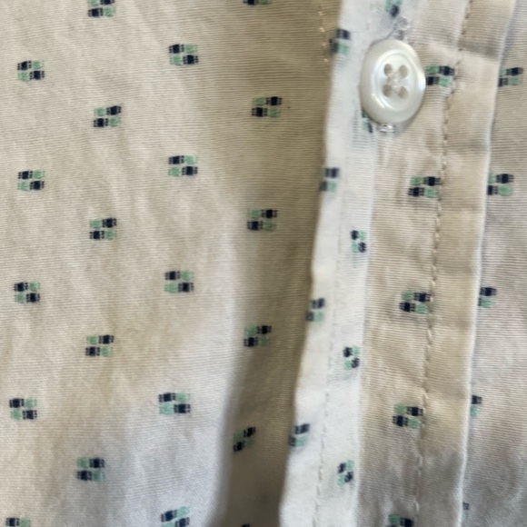 Old Navy White w Stitched Print Long Sleeve Button Up Shirt - Picture 6 of 9